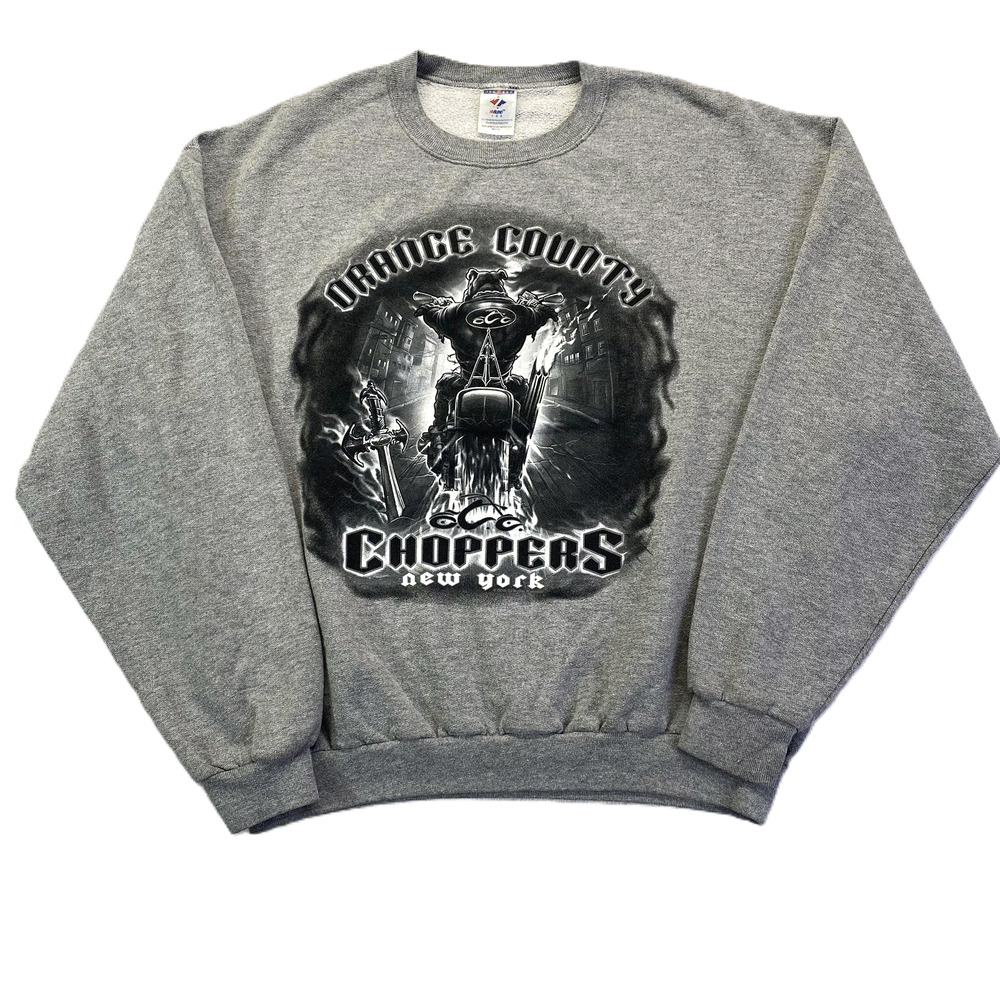 vtg y2k Orange County Choppers Sweatshirt XL Shirt Pig NY Gray Biker Motorcycle‎